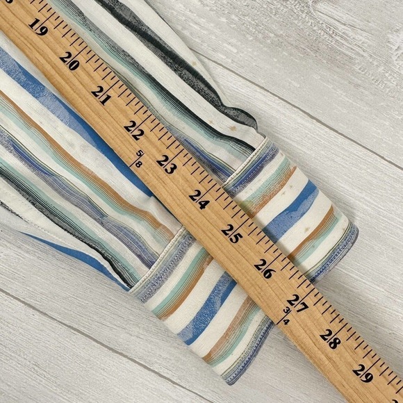 Robert Graham Mens Button Up Shirt XL Flip Cuff Striped Blue White Long Sleeves - Picture 12 of 15